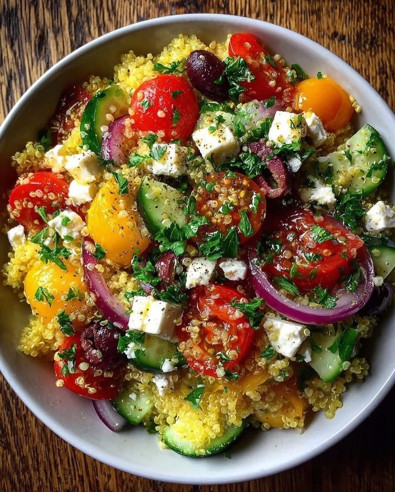 Greek Quinoa Salad with Lemon Herb Dressing
