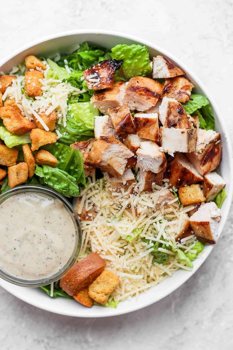 Grilled Chicken Caesar Salad With Parmesan Crisps