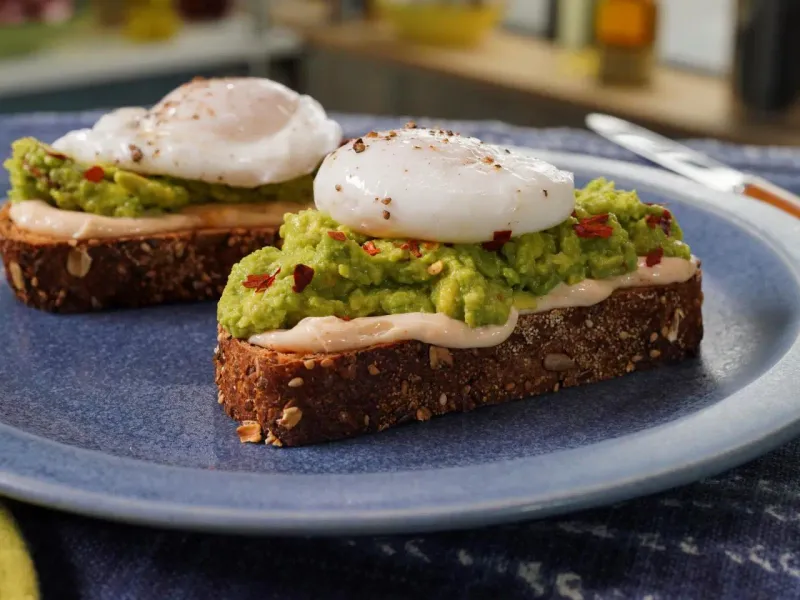 Fluffy Avocado Toast with Poached Eggs