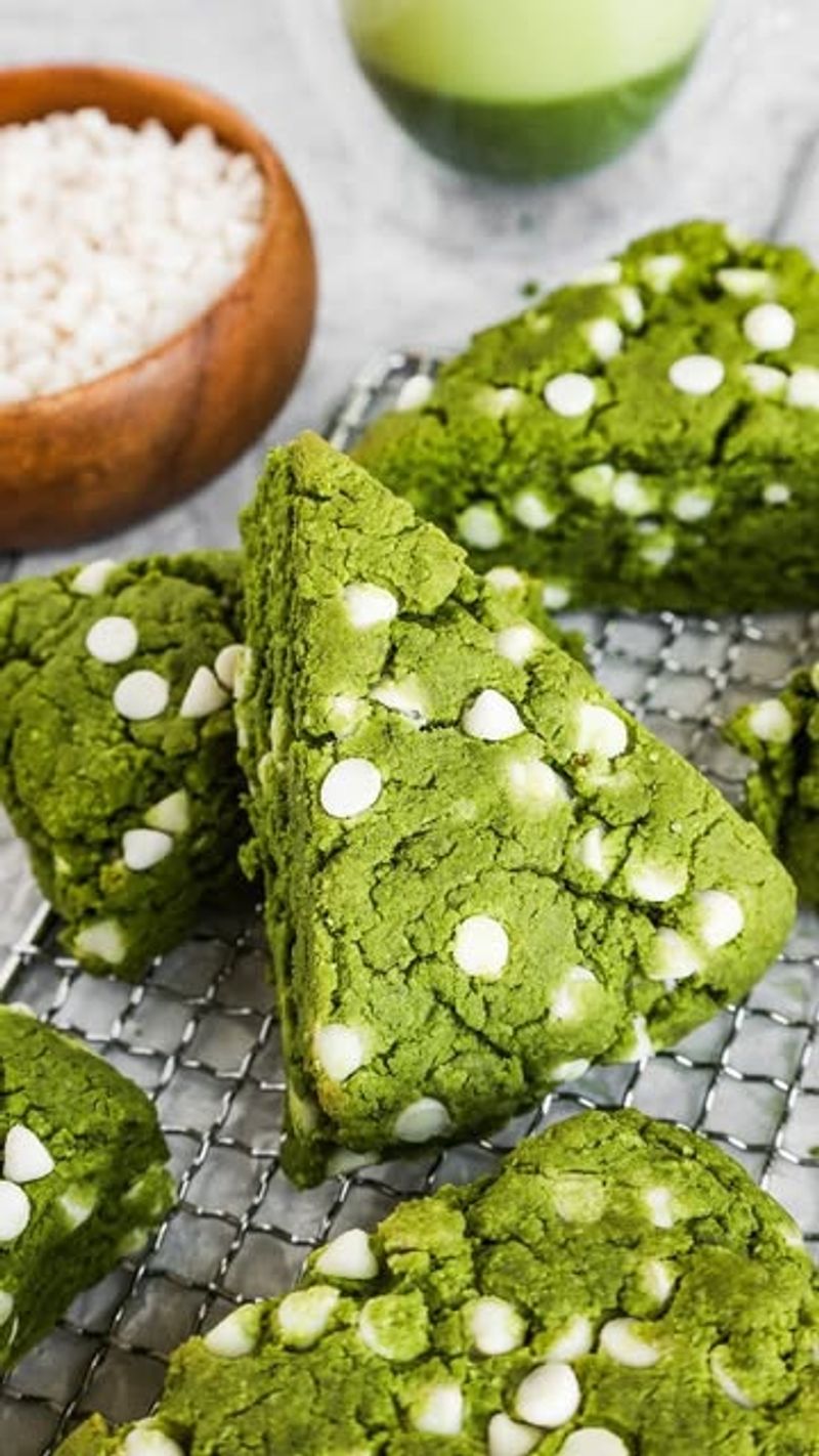 Matcha and White Chocolate Scones