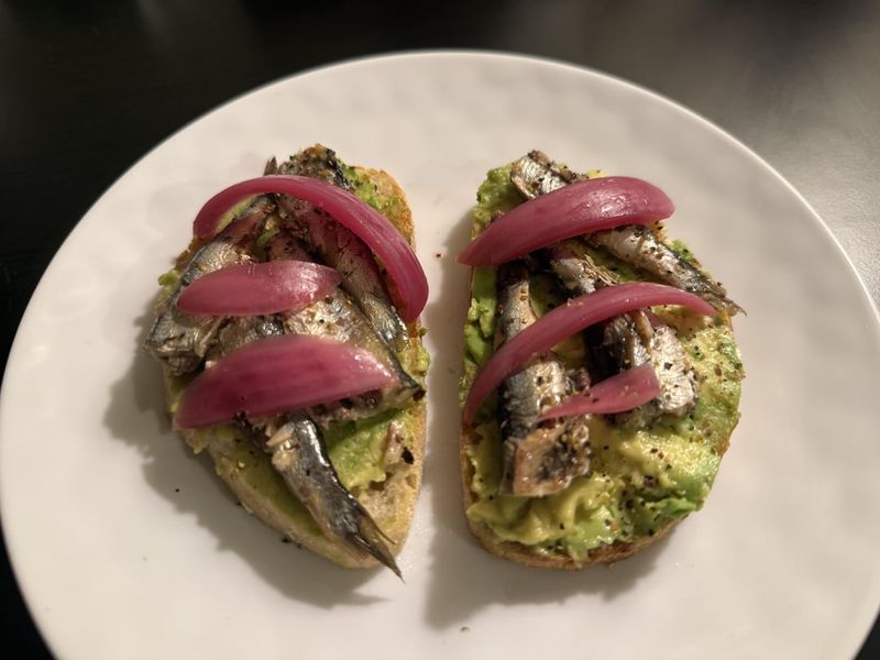 Sardines on Butter-Toasted Sourdough with Pickled Onions