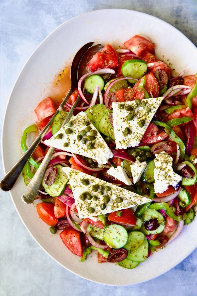 Classic Greek Salad with Feta and Olives