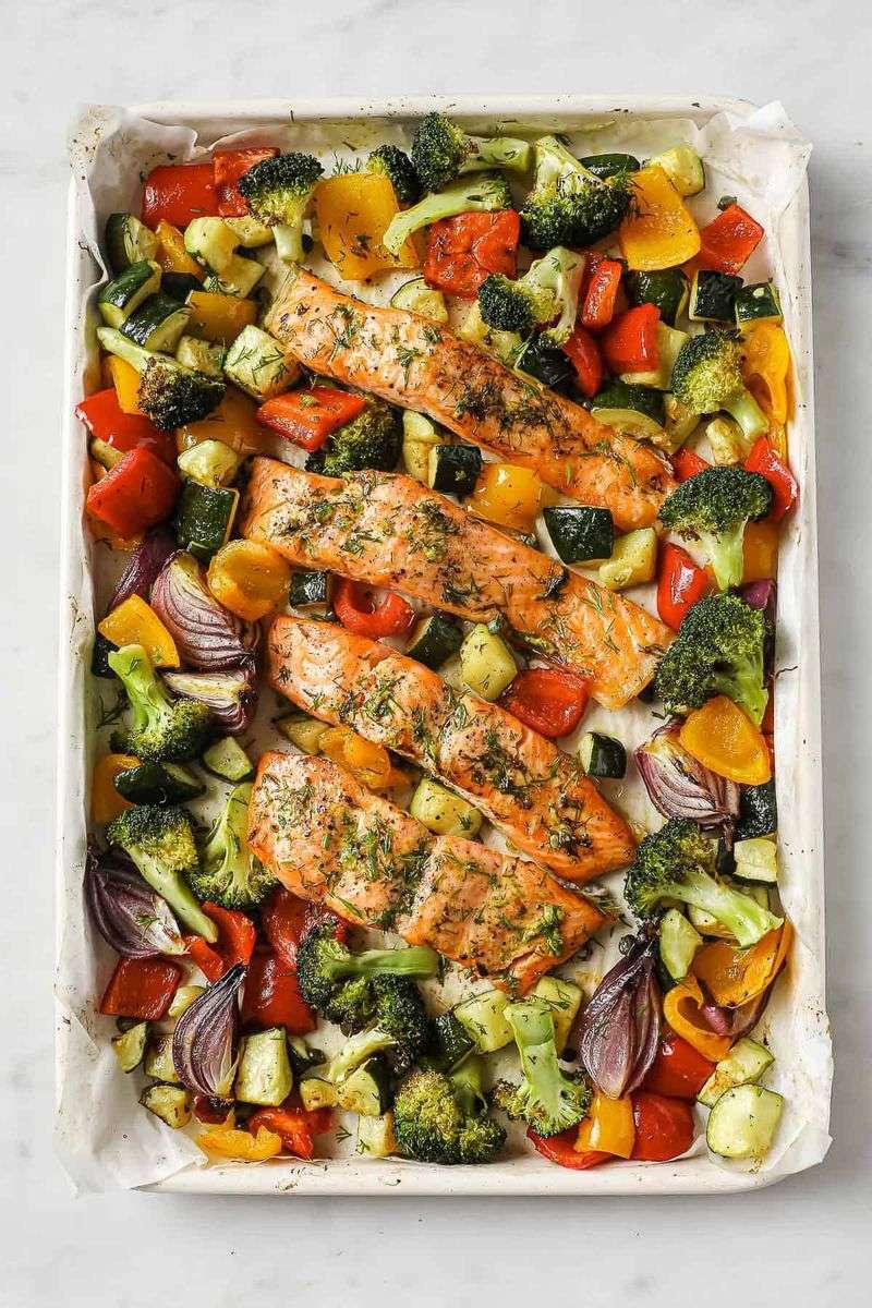 Classic Baked Salmon with Roasted Vegetables