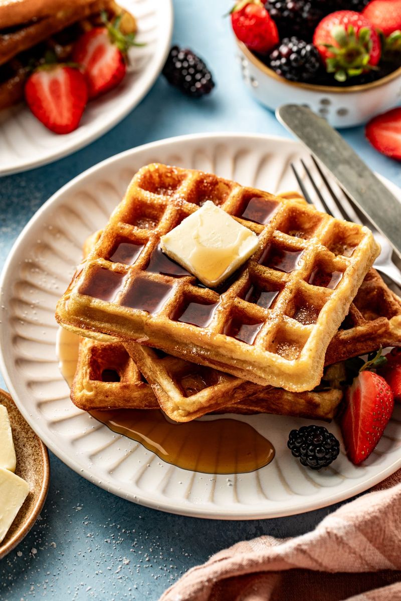 Classic Buttermilk Waffles With Maple Syrup