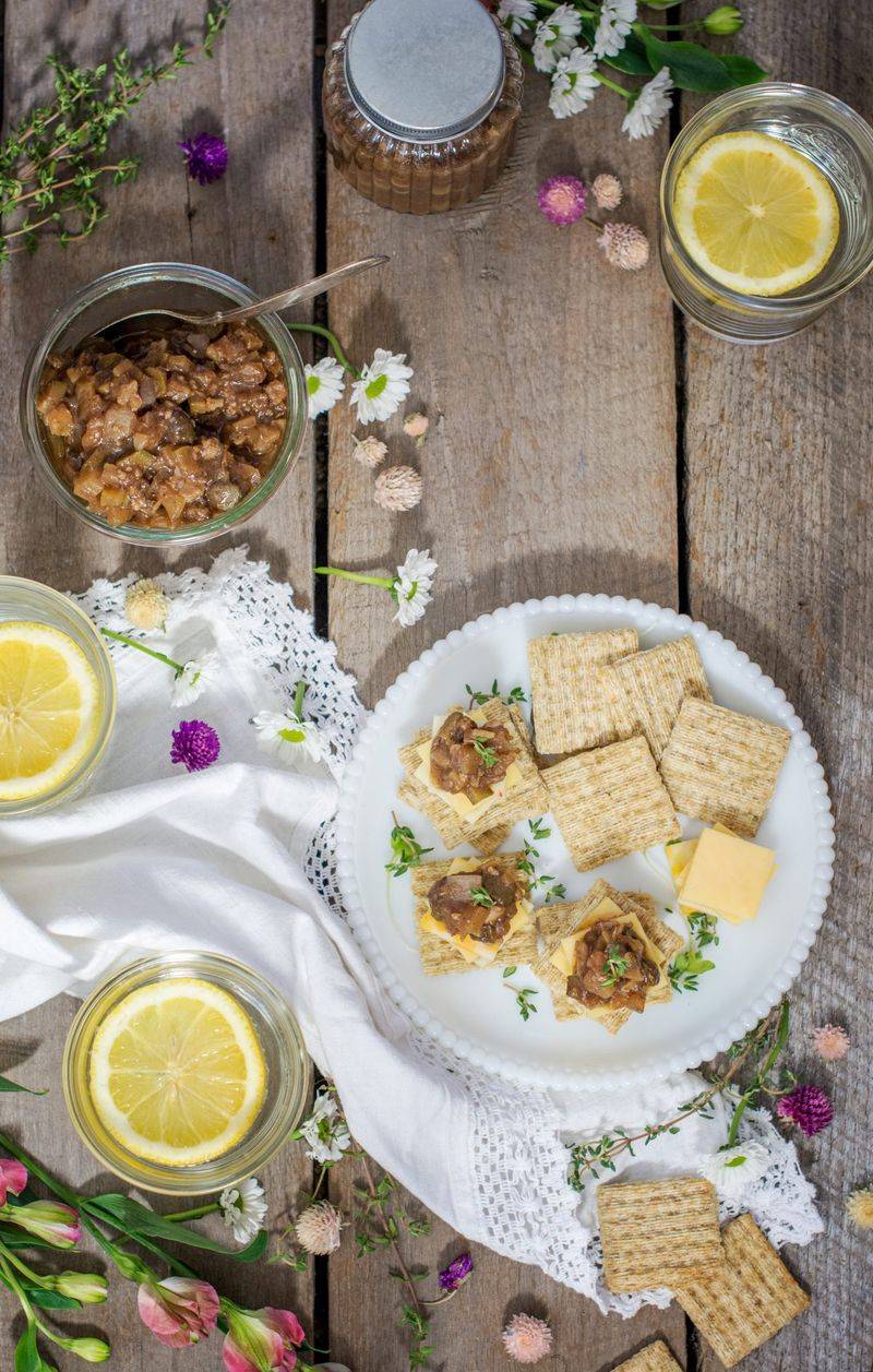 Cheese and Pickle on Crackers
