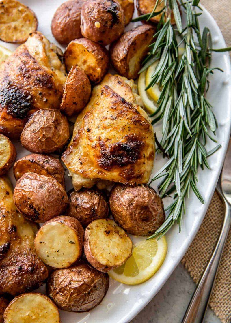 Lemon Herb Roasted Chicken Thighs with Potatoes