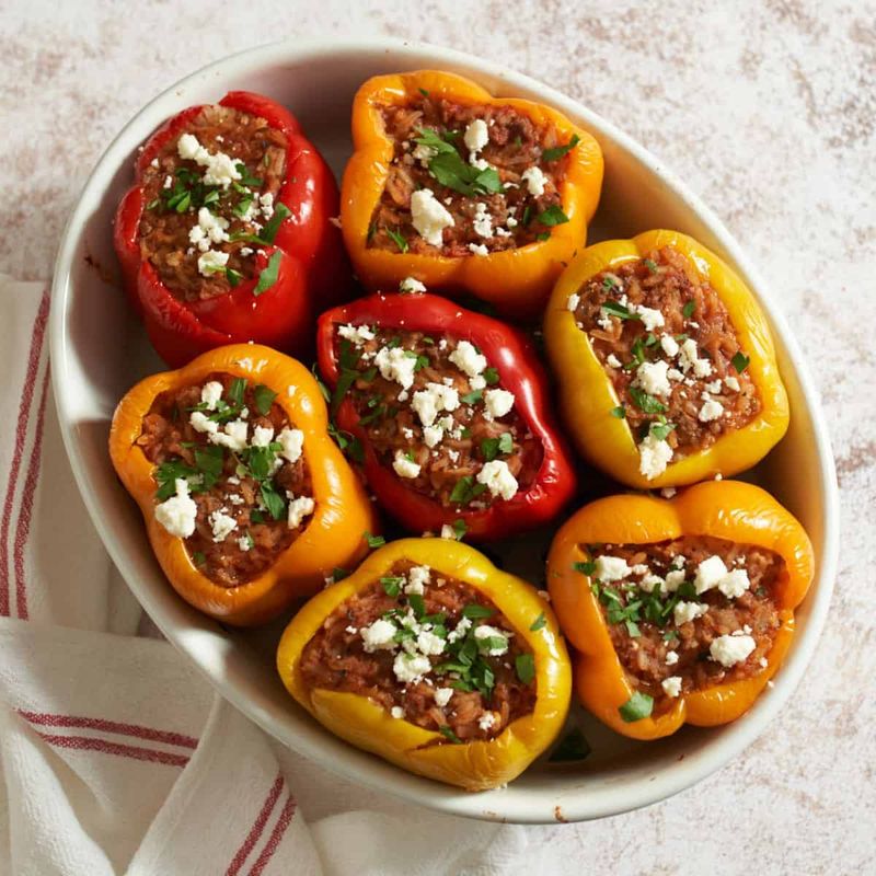 Lamb Mince Stuffed Bell Peppers with Feta