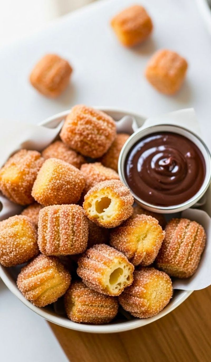 Air Fryer Churro Bites with Chocolate Dip