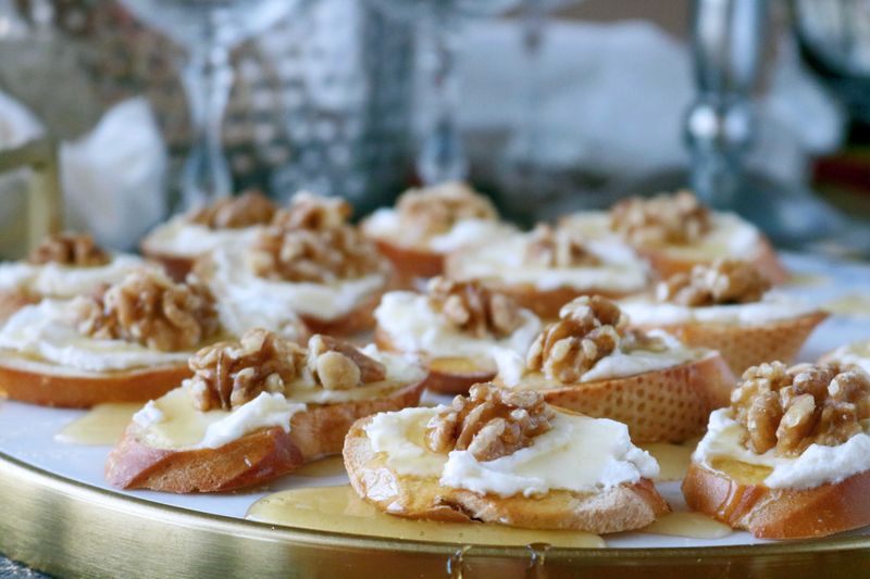 Goat Cheese and Honey with Walnuts Toast