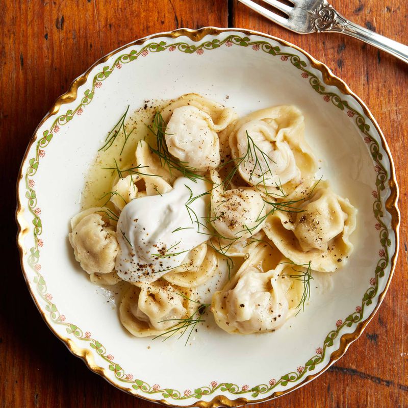 Russian Pelmeni with Sour Cream