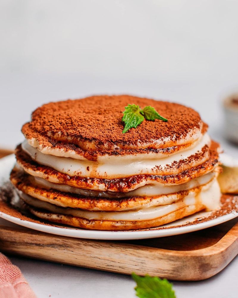 Tiramisu Inspired Pancakes With Mascarpone