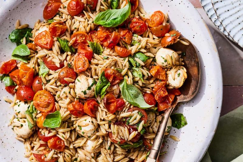 Caprese Orzo Salad with Balsamic Glaze