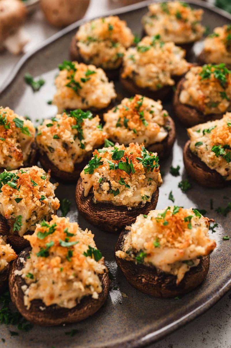 Crab and Cream Cheese Stuffed Mushrooms