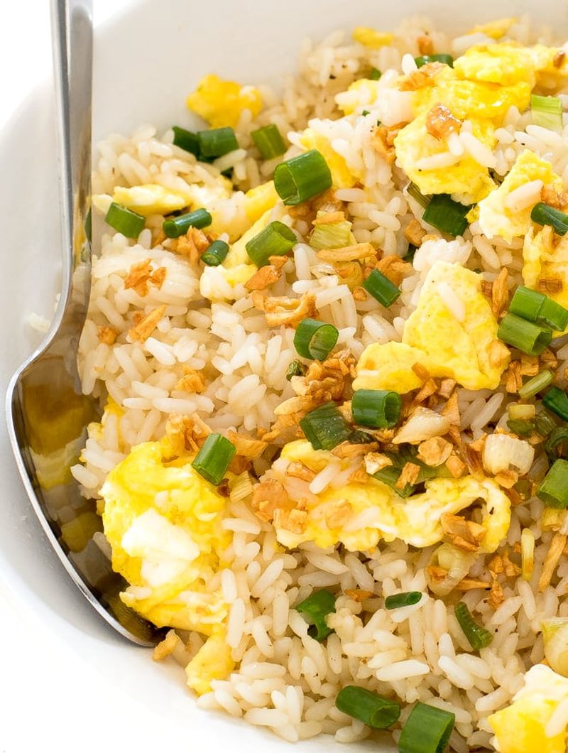 Egg Fried Rice With Crispy Garlic