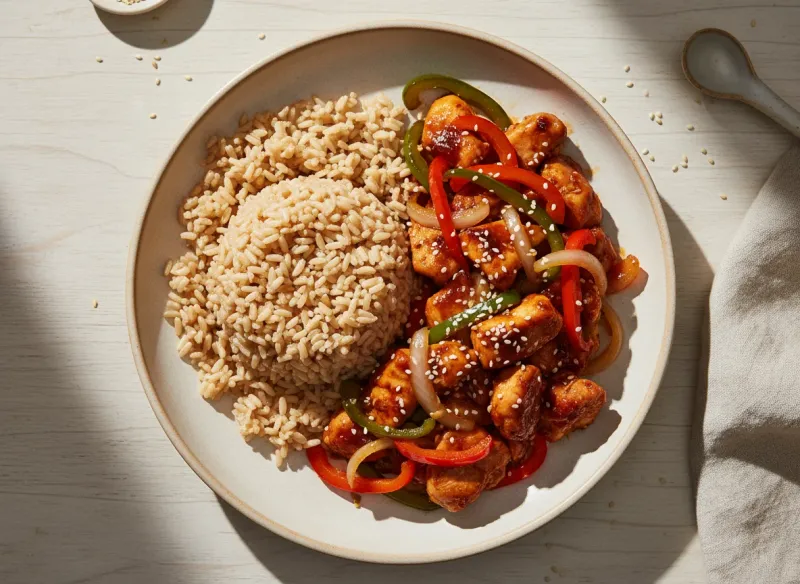 Chicken and Vegetable Stir-Fry with Brown Rice