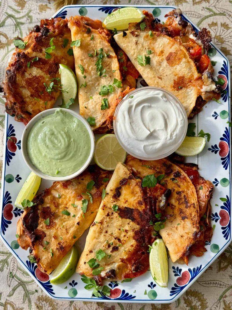 Mushroom Quesadillas with Chipotle Crema