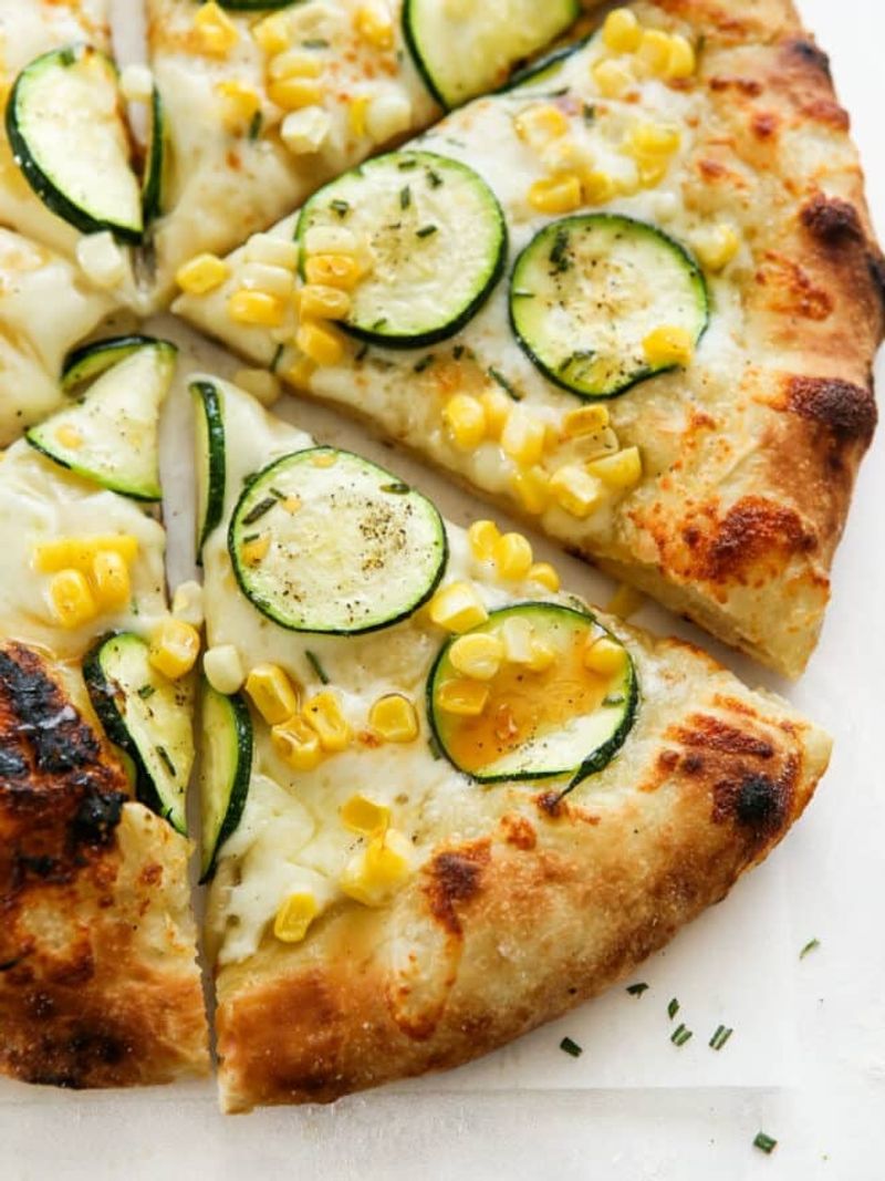 Cheesy Zucchini and Corn Flatbread