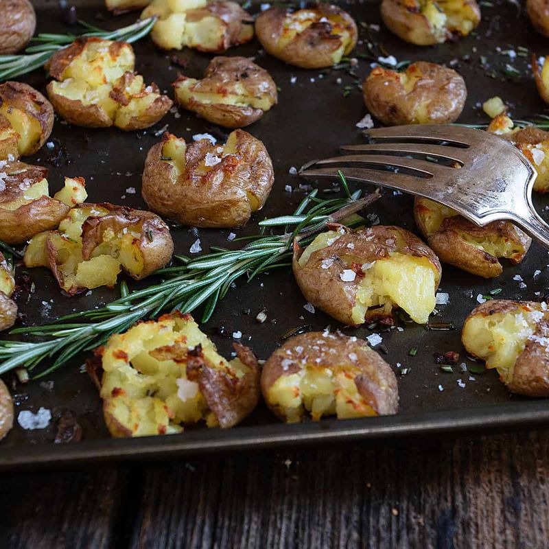 Crispy Smashed Potatoes with Rosemary and Sea Salt