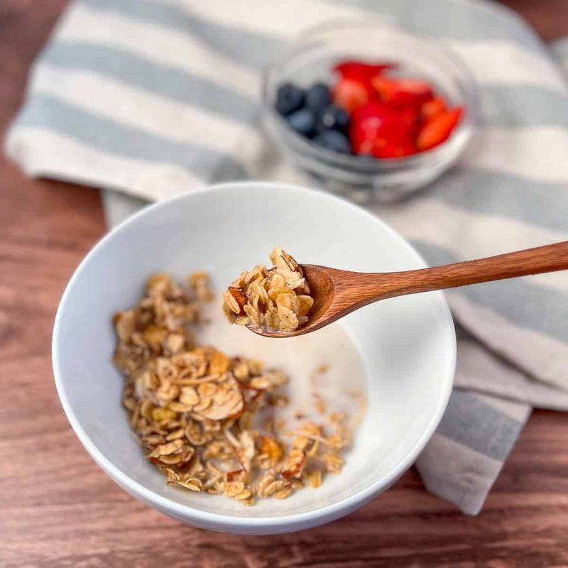 Granola with Warm Almond Milk