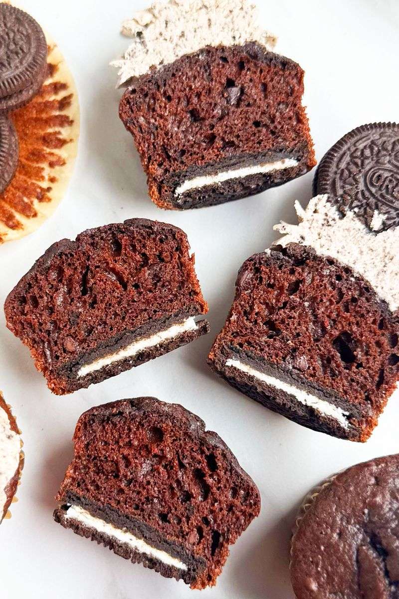 Oreo Stuffed Chocolate Cupcakes