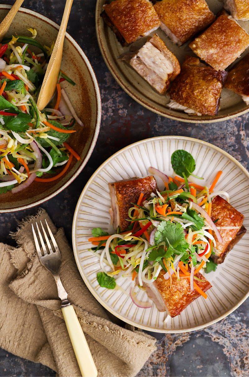 Crispy Pork Belly Salad With Chilli Lime Dressing