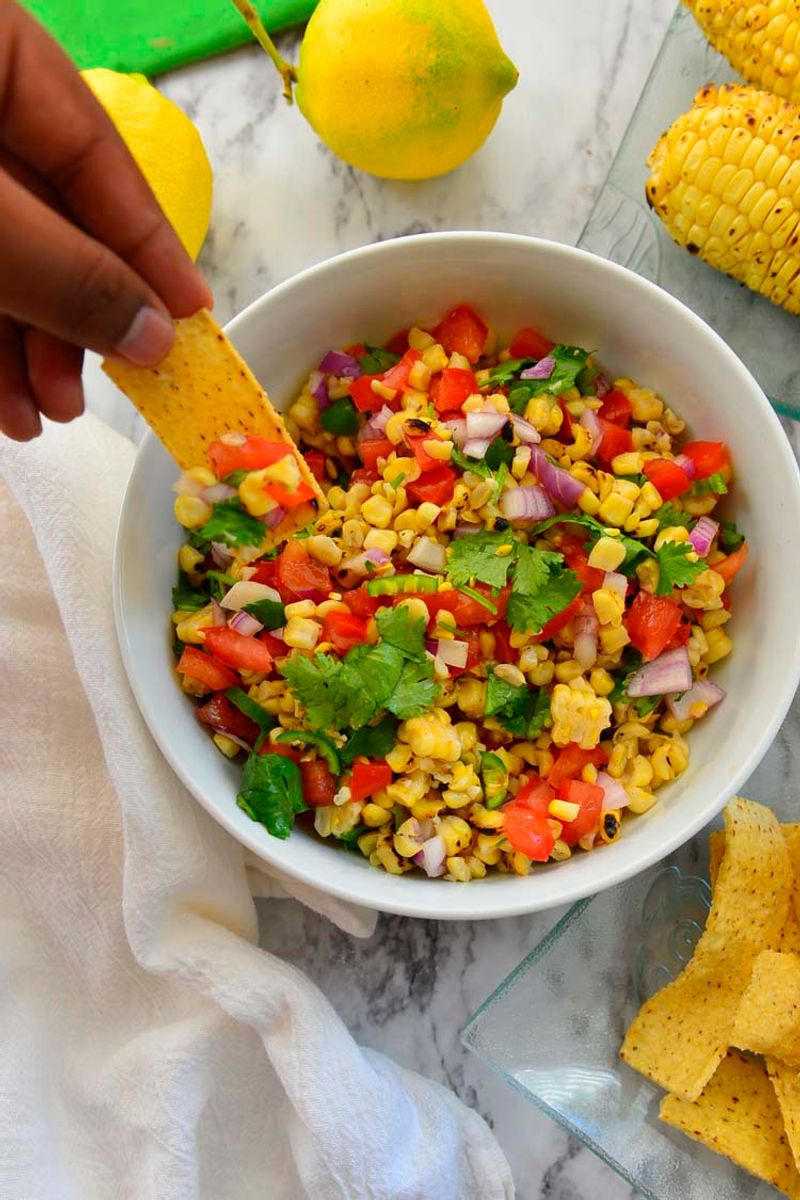 Grilled Corn, Jalape
nо, and Tortilla Strip Bowl