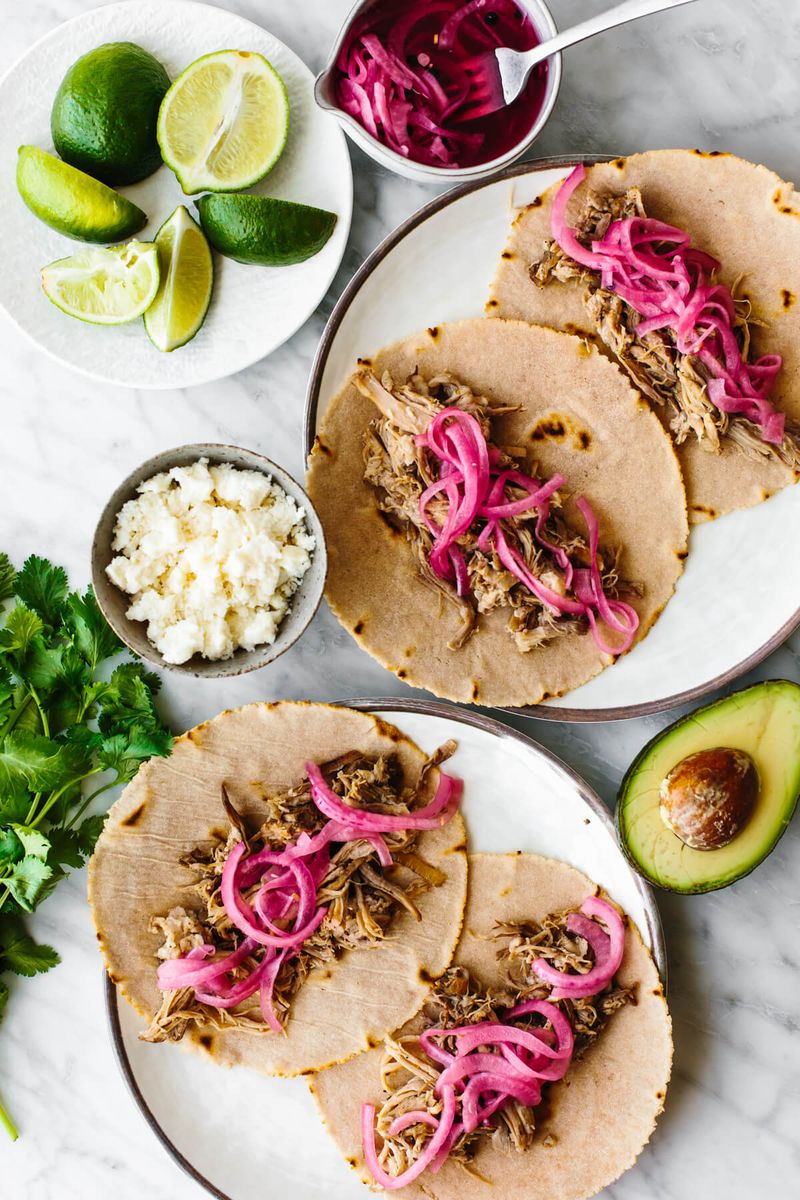 Pulled Pork Tacos with Pickled Onions