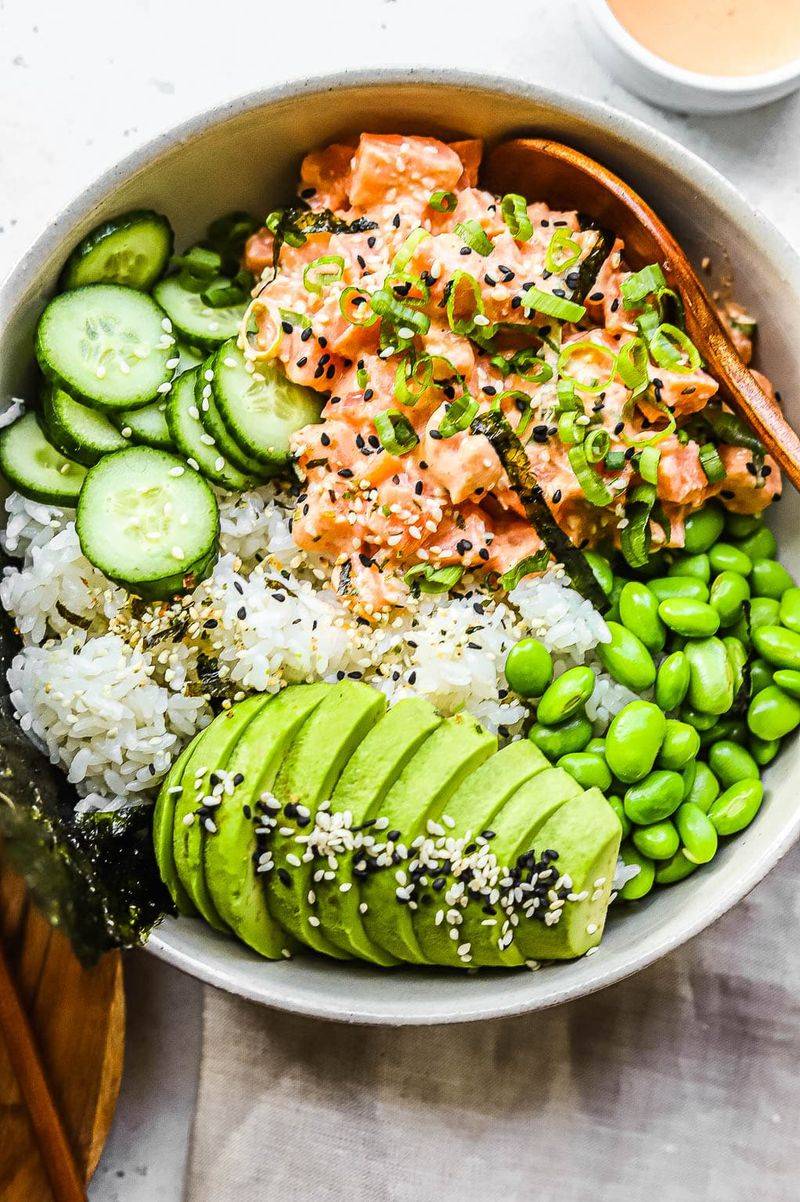 Salmon and Cucumber Rice Bowl