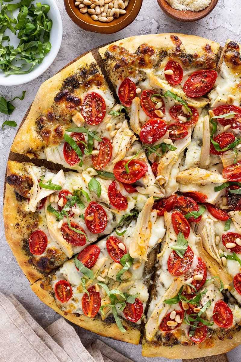 Pesto Chicken and Sun-Dried Tomato Pizza