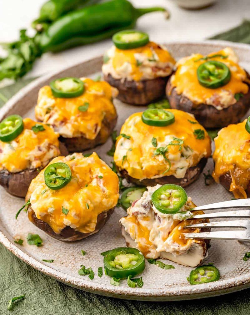 Jalapeno Popper Stuffed Mushrooms