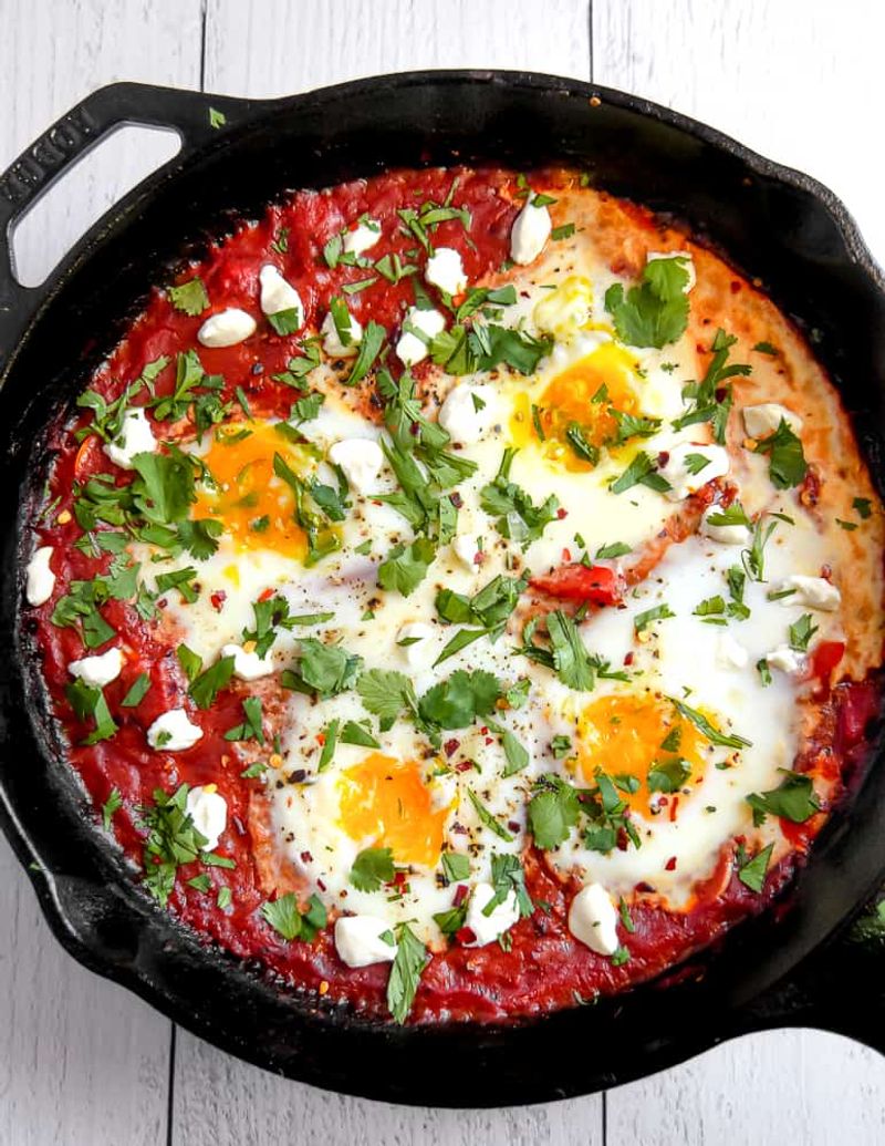 Messy Shakshuka in a Cast Iron Pan
