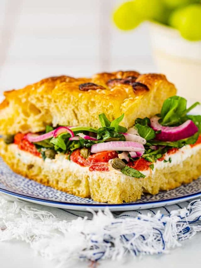 Sun-Dried Tomato and Goat Cheese on Focaccia