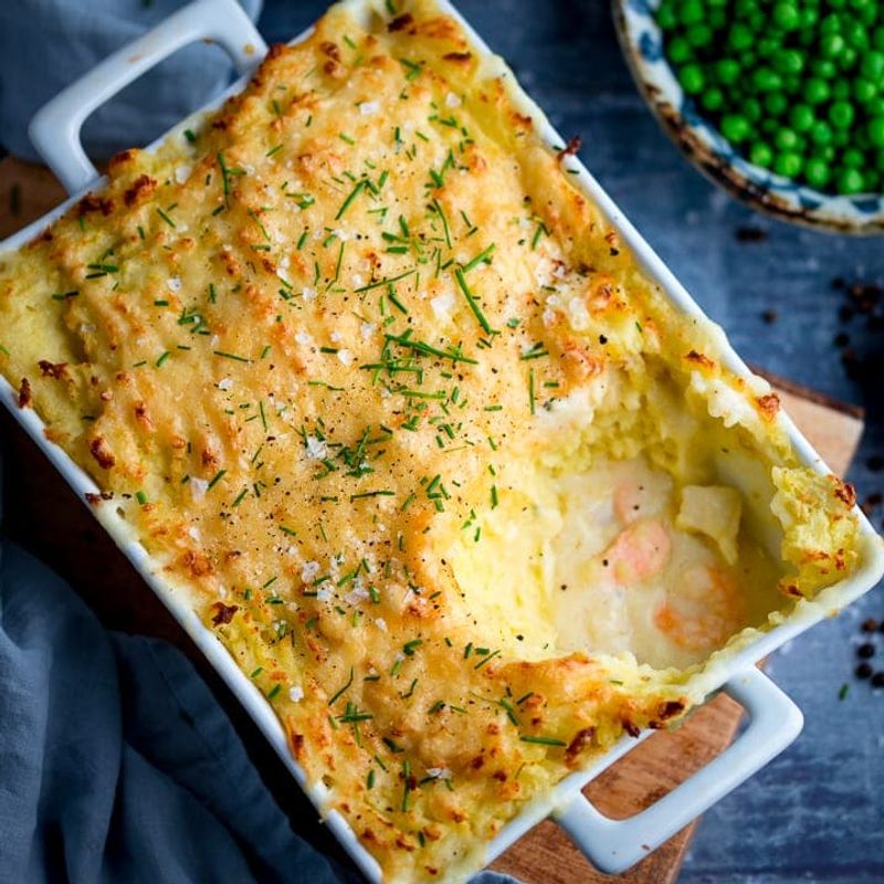 Golden Fish Pie With Mashed Potato Topping