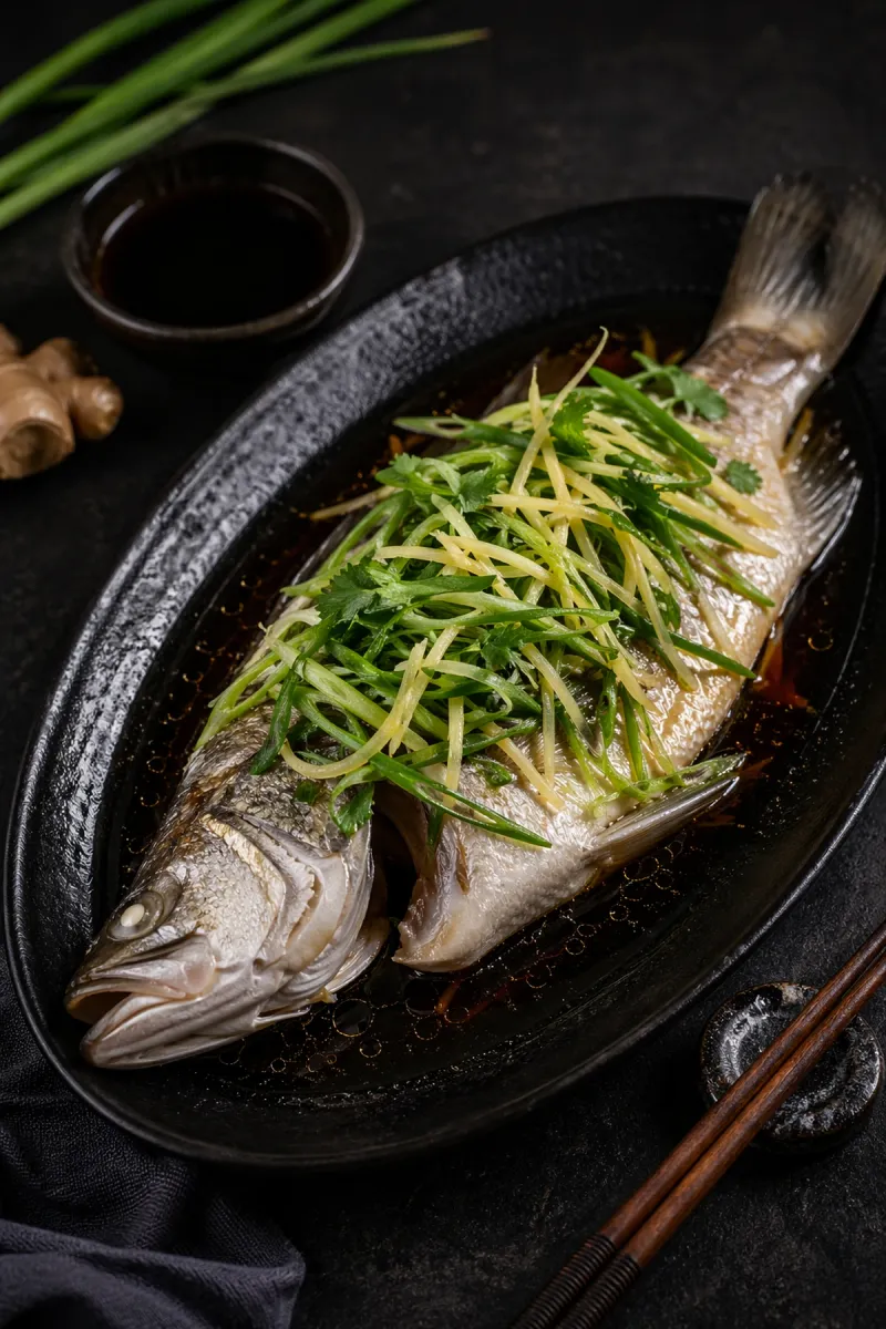 Steamed Ginger Scallion Sea Bass