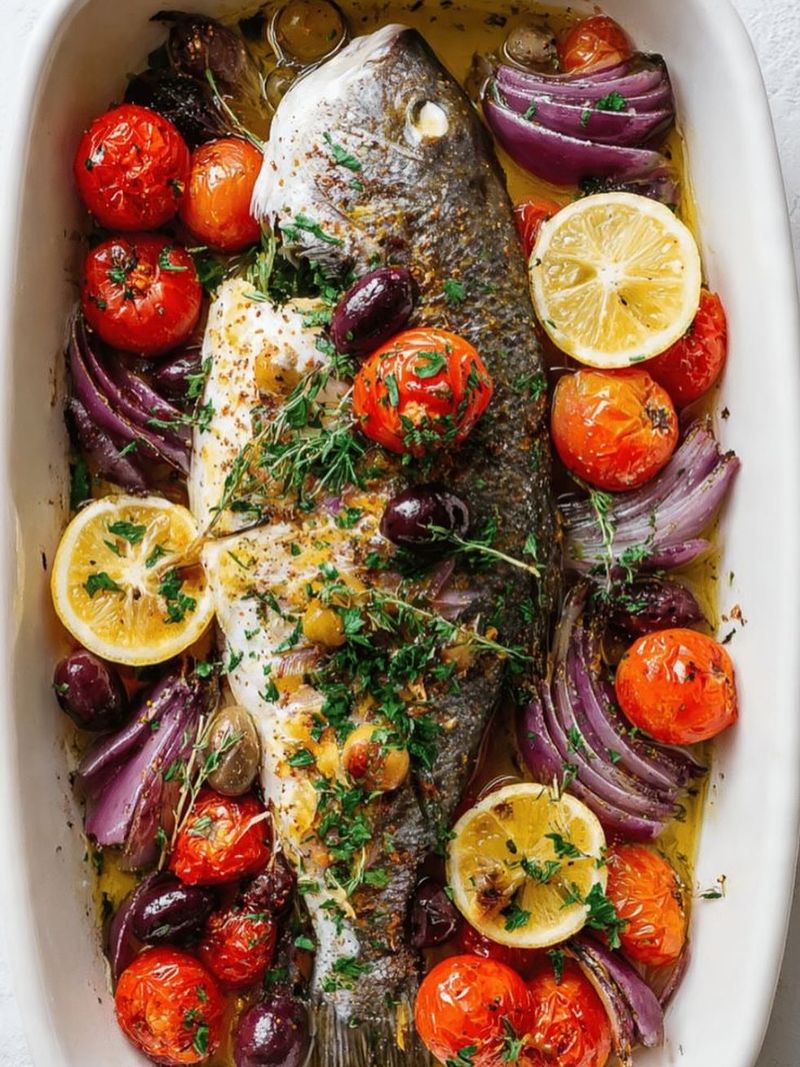 Mediterranean Baked Sea Bass