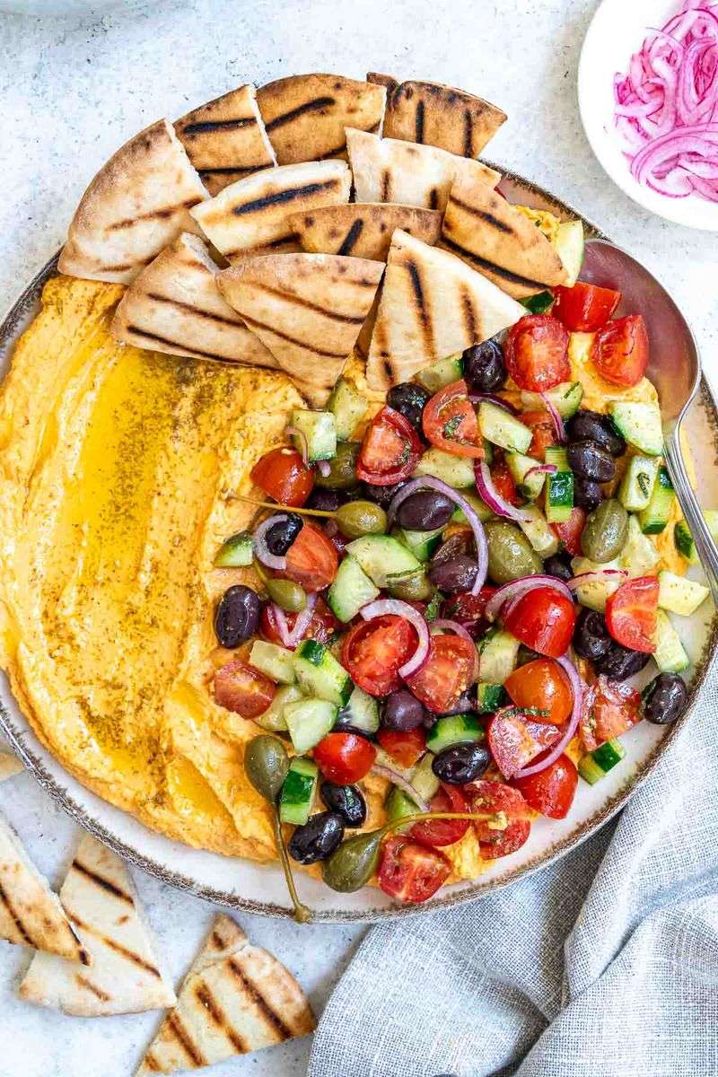 Greek Salad with Pita and Hummus
