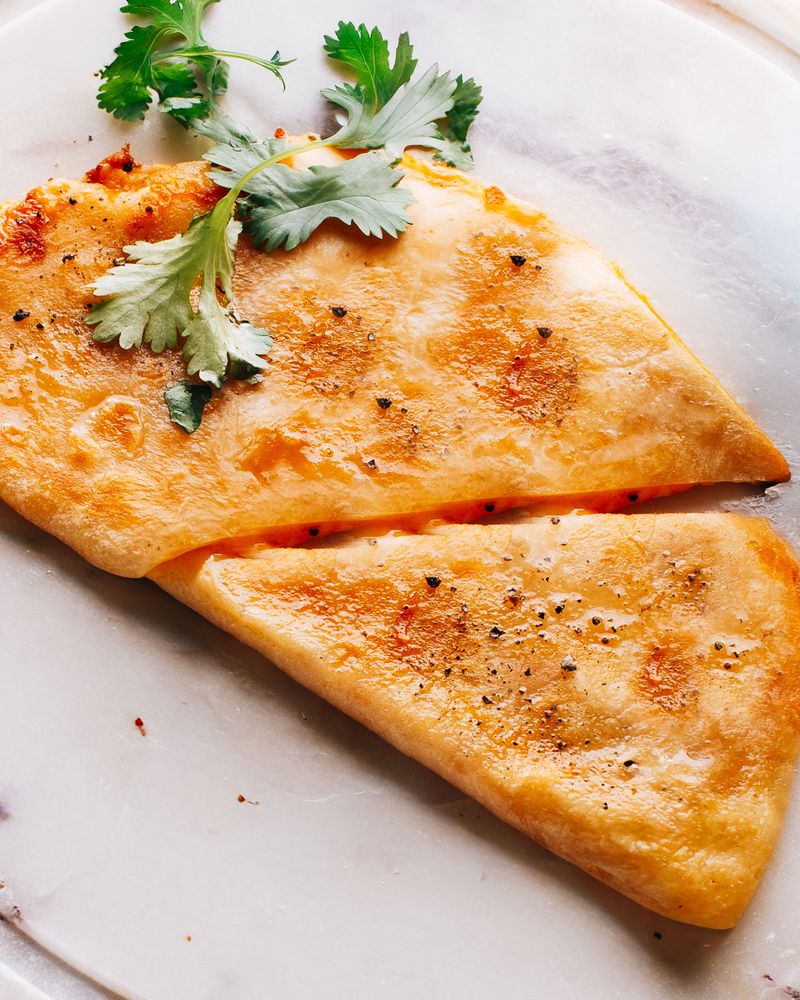 Quesadilla Cooked and Eaten from One Plate