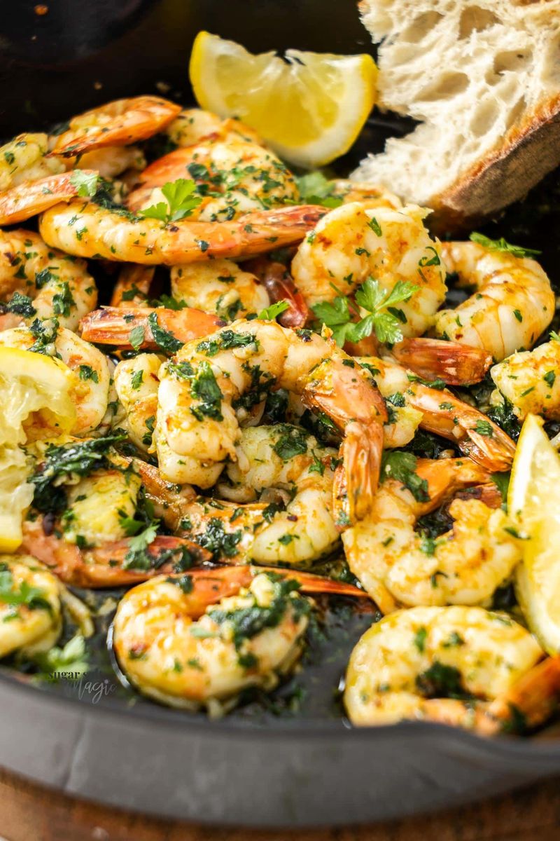 Garlic Prawns with Crusty Bread
