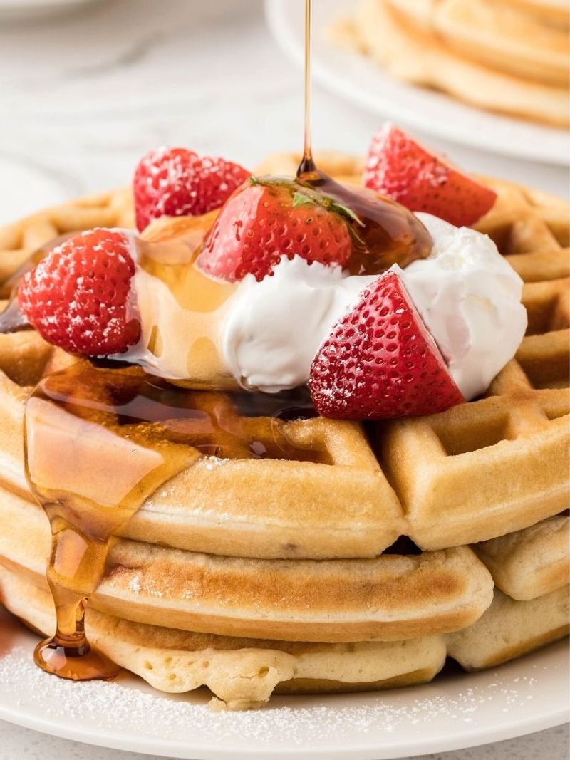 Waffles with Fresh Berries and Maple Syrup
