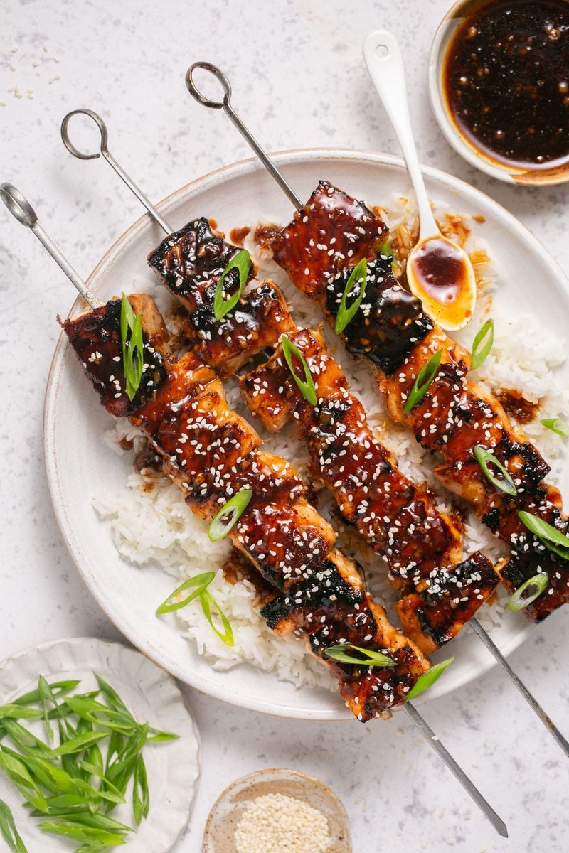 Teriyaki Salmon Kebabs