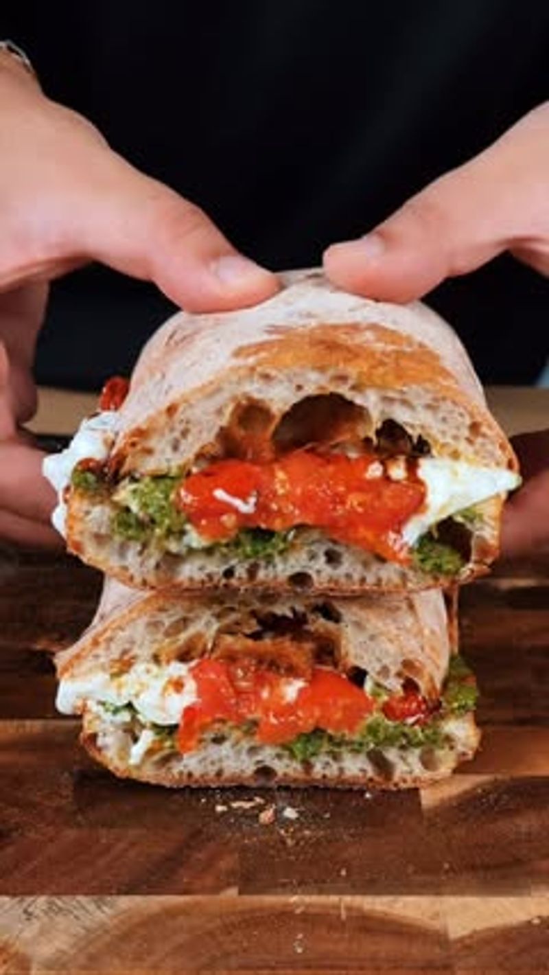 Mozzarella, Pesto, and Sun-Dried Tomato Toastie