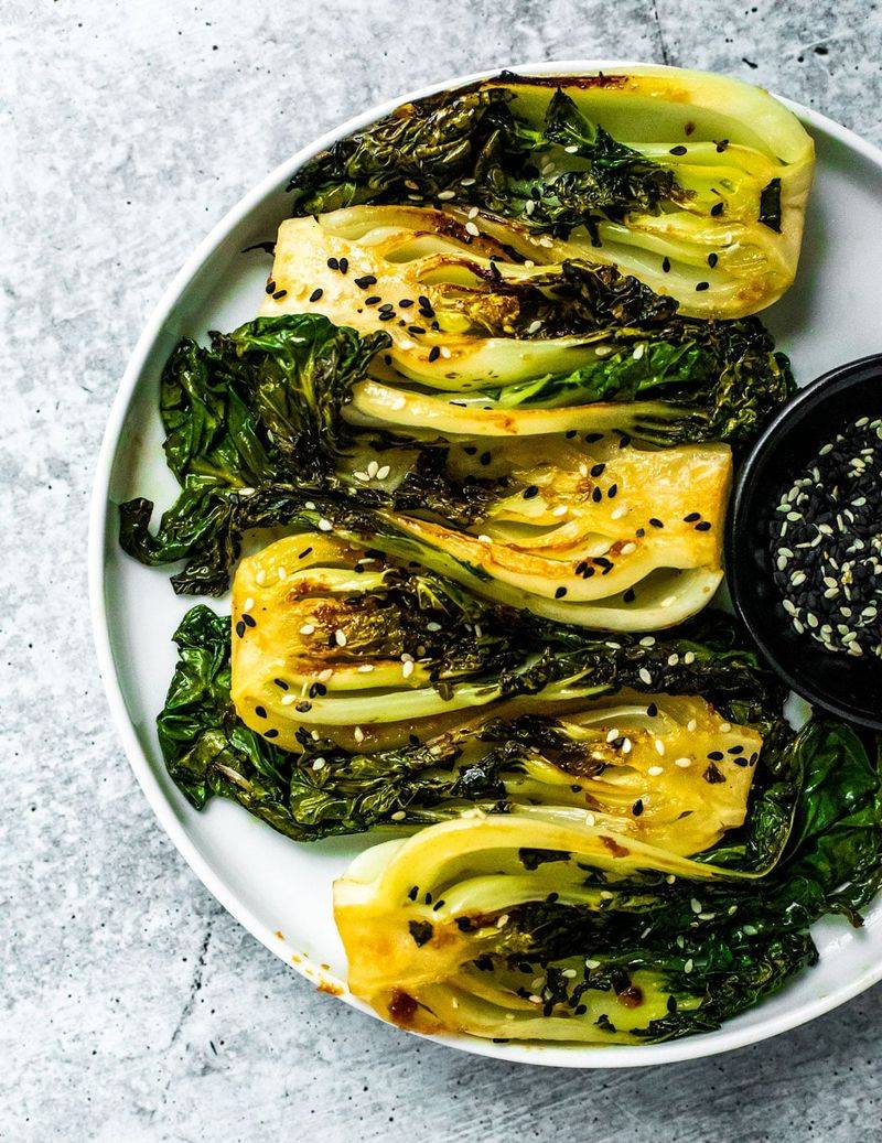 Sesame Roasted Bok Choy with Ginger Soy Glaze