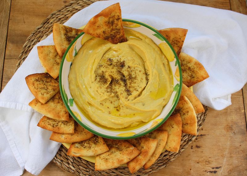 Warm Pita Bread with Hummus