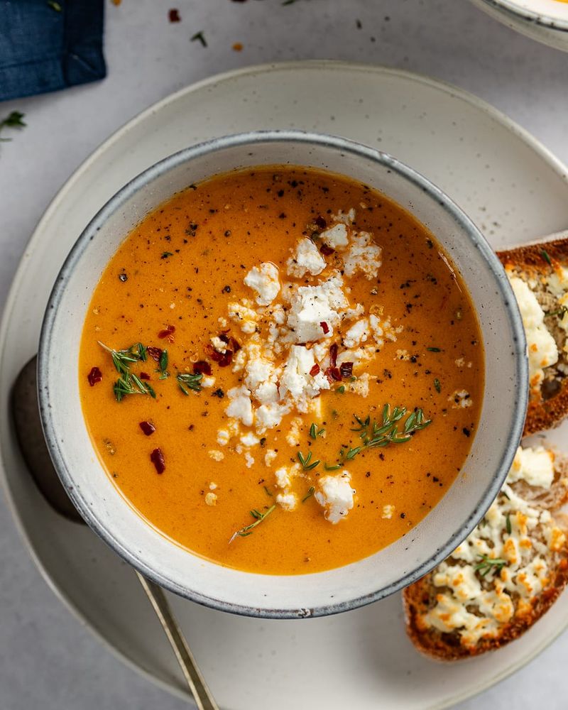 Roasted Red Pepper and Feta Soup