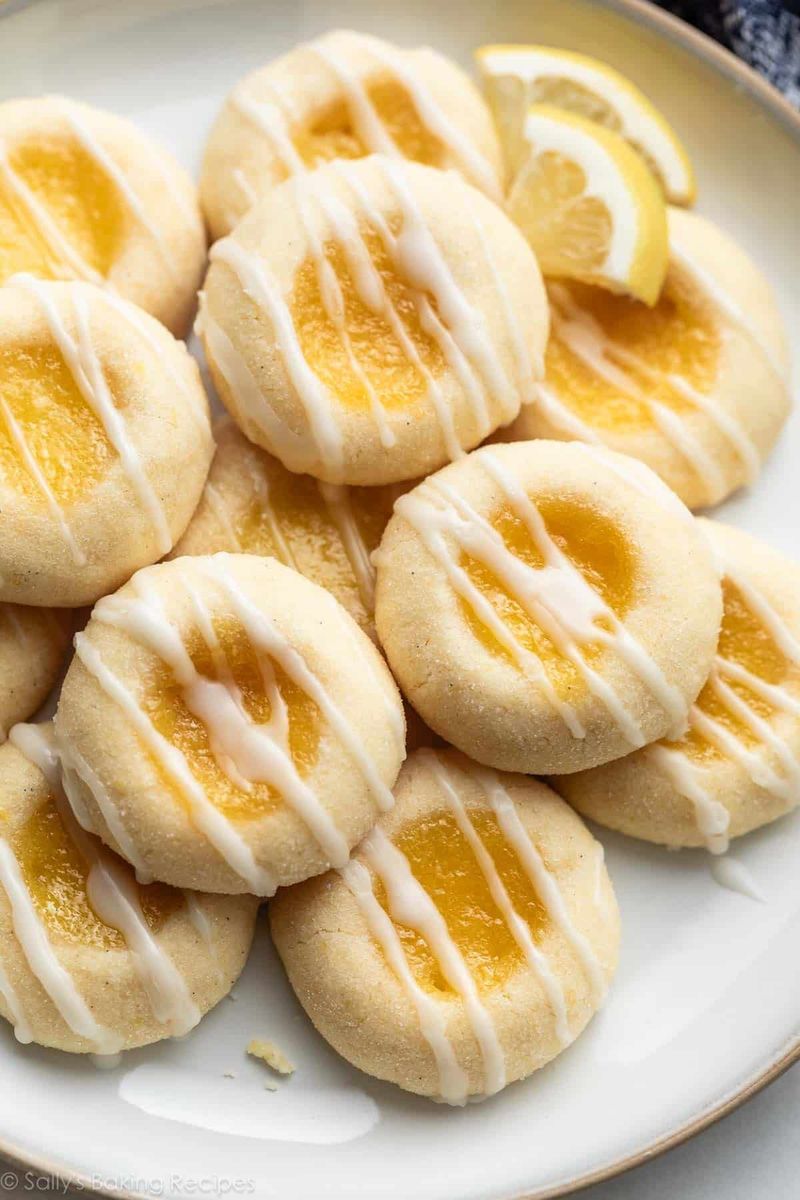 Lemon Glazed Thumbprint Cookies