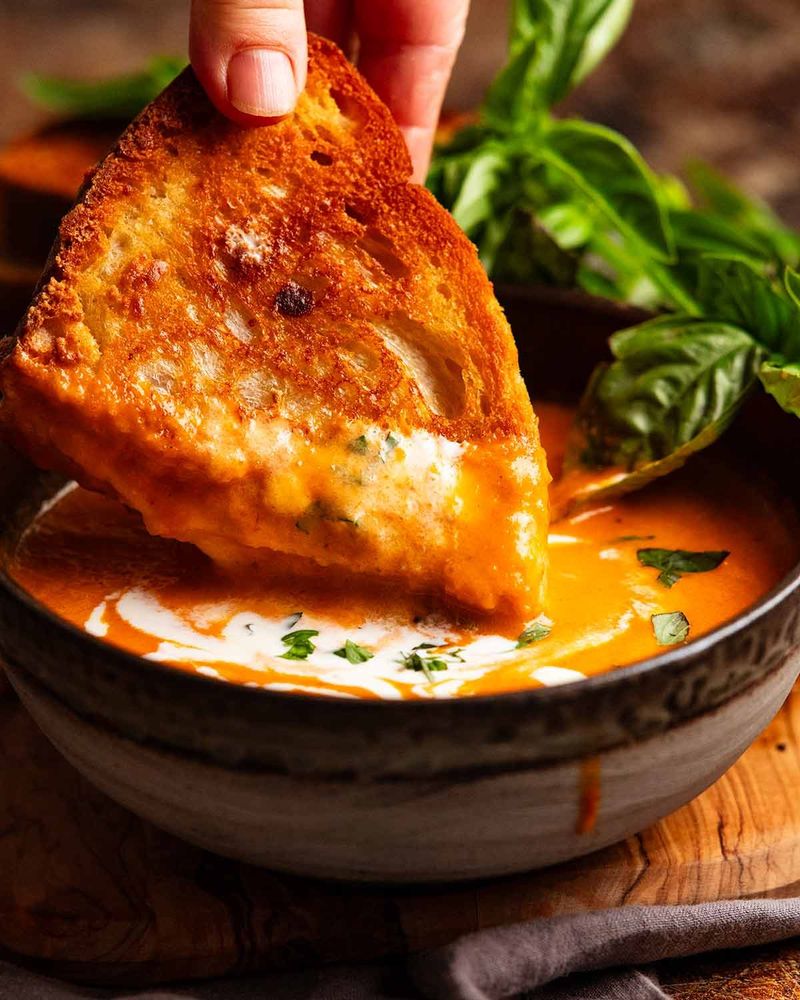 Homemade Tomato Soup with Grilled Cheese