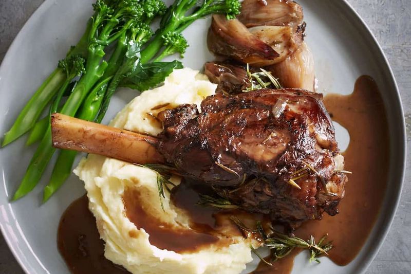 Lamb Chops Resting in Rosemary Red Wine Gravy