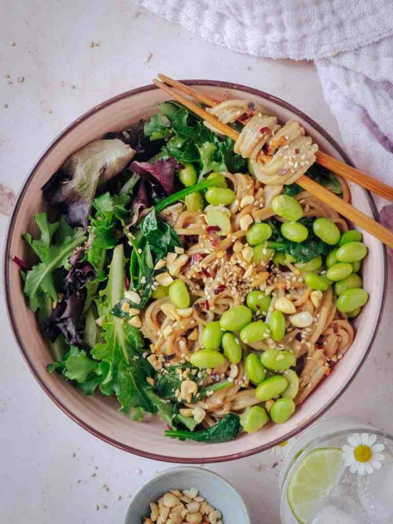 Peanut Butter Noodles with Edamame