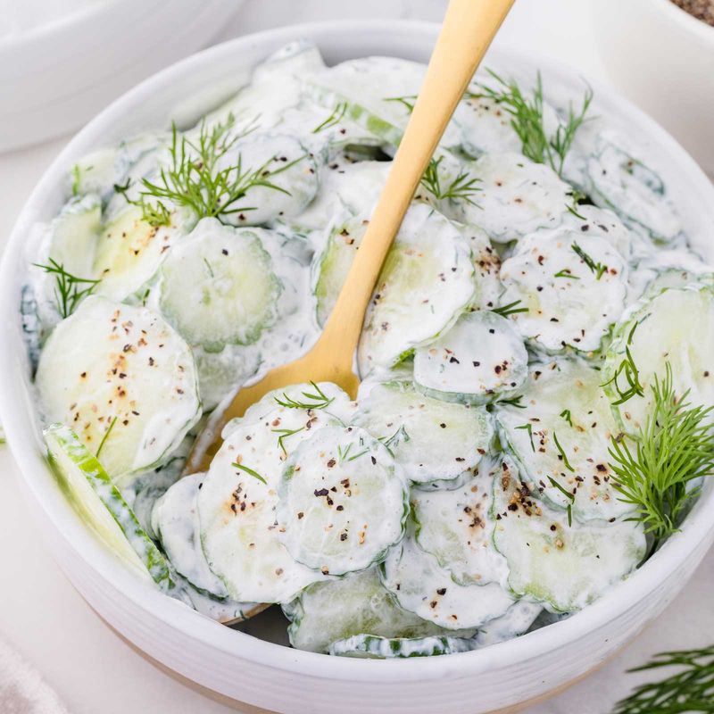 Cucumber Dill Salad With Sour Cream Dressing