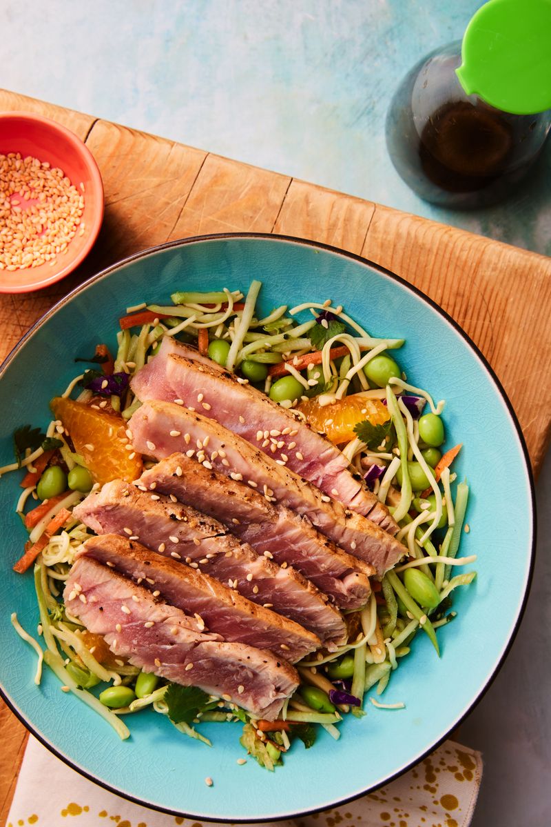 Seared Tuna Steak with Sesame Slaw